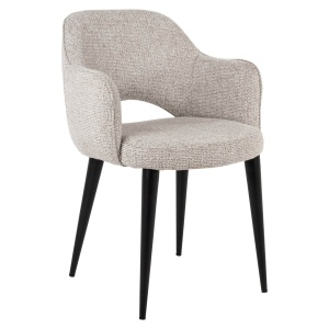SCAUN DINING GIOVANNA NATURAL FENCY, 212863, CONFECTIONAT DIN POLIESTER, METAL SI SPUMA, BEJ/NEGRU, STIL MODERN