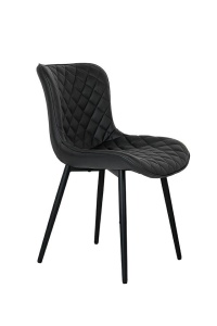 SCAUN DINING GREG NEGRU, TAPITAT CU PIELE ECOLOGICA SI METAL, STIL MODERN