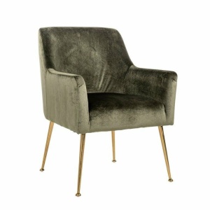 SCAUN DINING HARPER, VERDE/AURIU, TAPITERIE DIN CATIFEA SI PICIOARE DIN METAL, STIL MODERN B2