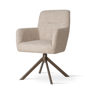 SCAUN DINING HEDLEY, CONFECTIONAT DIN METAL, SPUMA, ARCURI SI TEXTIL, BEJ/BRONZ, STIL MODERN