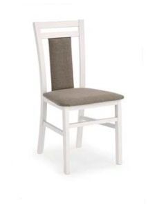 SCAUN DINING HUBERT 8, GRI INARI 23 ALB, TAPITERIE DIN STOFA SI PICIOARE DIN LEMN MASIV, STIL CLASIC - Img 2
