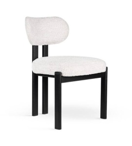 SCAUN DINING, ISOLA, ALB/NEGRU, TAPITERIE DIN STOFA BOUCLE SI PICIOARE DIN LEMN, STIL MODERN