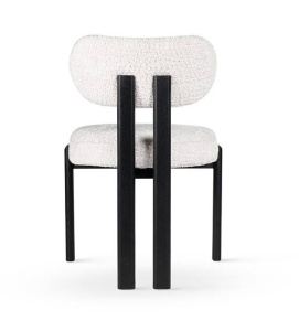 SCAUN DINING, ISOLA, ALB/NEGRU, TAPITERIE DIN STOFA BOUCLE SI PICIOARE DIN LEMN, STIL MODERN - Img 3