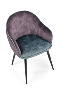SCAUN DINING K440, GRI INCHIS/ALBASTRU/NEGRU, CU TAPITERIE DIN CATIFEA SI PICIOARE DIN METAL, STIL MODERN, HALMAR - Img 6