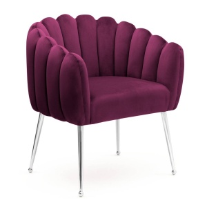 SCAUN DINING LILI, BORDO/CROM, STIL MODERN, CONFECTIONAT DIN METAL SI CATIFEA