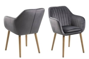 SCAUN DINING/LIVING EMILIA, GRI/STEJAR, CU TAPTERIE DIN CATIFEA, STIL MODERN