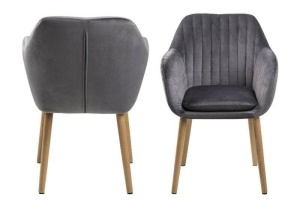 SCAUN DINING/LIVING EMILIA, GRI/STEJAR, CU TAPTERIE DIN CATIFEA, STIL MODERN - Img 2