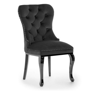 SCAUN DINING MADAME GLAMOUR, NEGRU/NEGRU, STIL CLASIC,