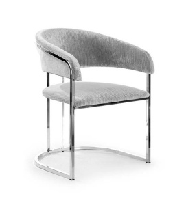 SCAUN DINING MARCILLE 2, GRI/CROM, TAPITERIE DIN STOFA FINA SI PICIOARE DIN METAL, STIL MODERN