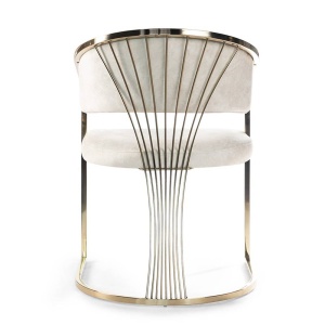 SCAUN DINING MARCILLE 3, BEJ/AURIU, TAPITERIE DIN CATIFEA SI PICIOARE DIN METAL, STIL MODERN - Img 4