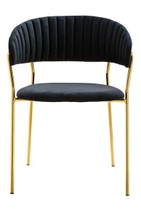 SCAUN DINING MARGO, NEGRU/AURIU, DIN CATIFEA SI METAL, STIL MODERN - Img 5