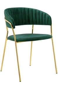 SCAUN DINING MARGO, VERDE INCHIS/AURIU, DIN CATIFEA SI METAL, STIL MODERN
