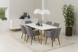 SCAUN DINING NORA, GRI DESCHIS/STEJAR, TAPITERIE DIN STOFA, STIL MODERN B2 - Img 2