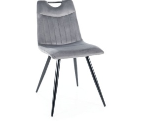 SCAUN DINING ORFE, GRI BLUVEL 14/NEGRU MAT, TAPITERIE DIN CATIFEA SI PICIOARE DIN METAL, STIL MODERN - Img 1
