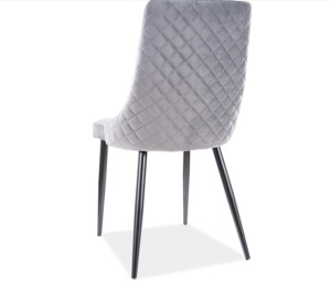 SCAUN DINING PIANO B, GRI BLUVEL 14/NEGRU MAT, TAPITERIE DIN CATIFEA SI PICIOARE DIN METAL, STIL MODERN - Img 2