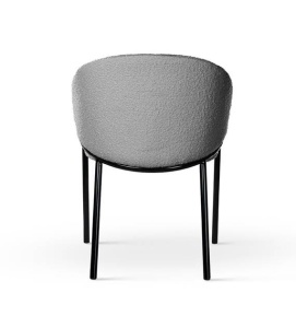 SCAUN DINING PLUSAT FANCY BUKLA, GRI/NEGRU/AURIU, TAPITERIE DIN TEXTIL PLUSAT SI PICIOARE DIN METAL, STIL MODERN, ATR - Img 4