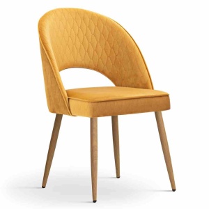 SCAUN DINING PONTE MATLASAT, GALBEN/STEJAR, STIL MODERN