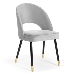 Scaun dining PONTE PLUS, gri/negru/auriu, cu tapiterie din catifea