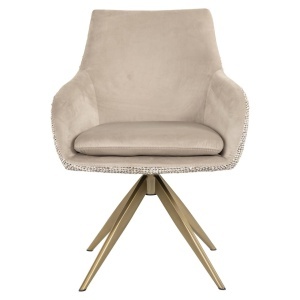 SCAUN DINING ROTATIV LISONNE, REALIZAT DIN METAL SI TEXTIL, CULOARE CREM, DESIGN DEOSEBIT, RICHMOND INTERIORS - Img 6