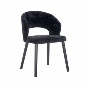 SCAUN DINING SAVOY, NEGRU/NEGRU, TAPITERIE DIN TESATURA CHENILLE SI PICIOARE DE LEMN, STIL MODERN RICHMOND INTERIORS