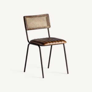 SCAUN DINING SUPRAPOZABIL, ALMSTOCK, MARO, CONFECTIONAT DIN RATTAN, PIELE, METAL, STIL MODERN