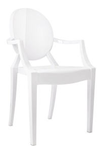 SCAUN DINING/TERASA LOUIS, ALB, DIN POLICARBONAT, STIL MODERN