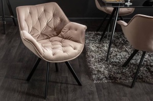 SCAUN DINING, THE DUTCH, COMFORT BEJ/GRI, COD 39177, STIL RETRO VINTAGE - Img 7