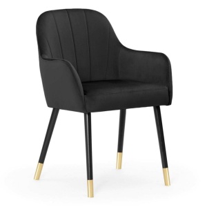 SCAUN DINING TULIP PLUS, NEGRU/AURIU/NEGRU, STIL MODERN