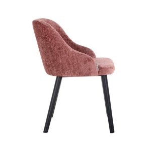 SCAUN DINING TWIGGY, ROZ/NEGRU, TAPITERIE DIN TESATURA CHENILLE SI PICIOARE DE LEMN, STIL MODERN B2 - Img 2