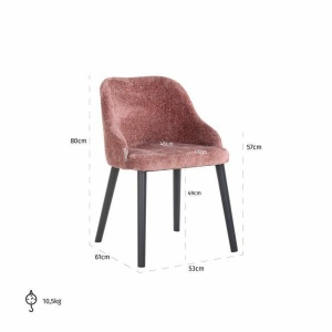 SCAUN DINING TWIGGY, ROZ/NEGRU, TAPITERIE DIN TESATURA CHENILLE SI PICIOARE DE LEMN, STIL MODERN B2 - Img 8