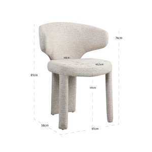 SCAUN DINING, VIOLA, REALIZAT DIN METAL, FURNIR SI TEXTIL, CULOARE ALB/CREM, DESIGN DEOSEBIT, RICHMOND INTERIORS - Img 4