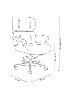 SCAUN DIRECTORIAL DE LUX, ARTIM LOUNGE XL, REALIZAT PIELE NATURALA ITALIANA SI LEMN, CULOARE NEGRU/NUC, STIL EAMES - Img 14
