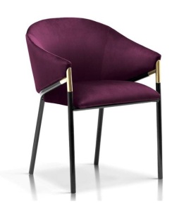 Scaun elegant, cu brate, FANCY, bordo/negru, cu tapiterie din catifea, sil Modern, ATR