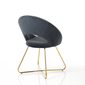 SCAUN/FOTOLIU, EDDA, CADRUL DIN METAL SI CATIFEA GRI, STIL MODERN, COD 4733 - Img 3