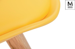 SCAUN GALBEN DIN POLIPROPILENA CU PICIOARE DIN LEMN NORDIC STIL MODERN B2 - Img 3