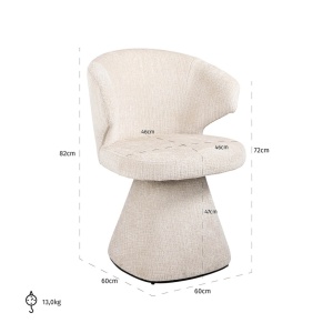 SCAUN GATSBI, BEJ CHENILLE FIRE RETARDANT S4748, METAL, STOFA, SPUMA, REZISTENT LA FOC, RICHMOND INTERIORS - Img 5
