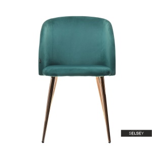 SCAUN MODERN GARY VERDE/CUPRU DIN METAL SI TAPITAT IN STOFA VELUR
