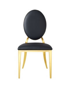 SCAUN PENTRU SALI DE EVENIMENTE GLAMOUR FULL TAP AURIU SI NEGRU, CONFECTIONAT DIN OTEL SI PIELE ECO MAT - Img 2