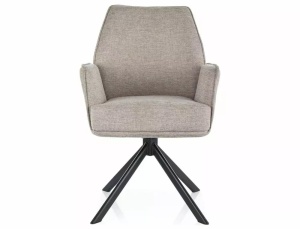 SCAUN PIVOTANT HUGO, BEJ 31/NEGRU MAT, TAPITERIE DIN STOFA BREGO SI PICIOARE DIN METAL, STIL MODERN - Img 2