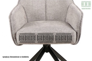 SCAUN PIVOTANT NOTTI, GRI 07/NEGRU MAT, TAPITERIE DIN STOFA BREGO SI PICIOARE DIN METAL, STIL MODERN - Img 5