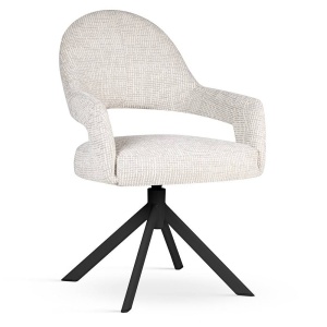 SCAUN PIVOTANT PADWA, BEJ/NEGRU, TAPITERIE DIN STOFA SI PICIOARE DIN METAL, STIL MODERN