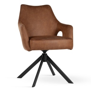 SCAUN PIVOTANT VESPER, CAMEL/NEGRU/BULL 09, TAPITERIE DIN PIELE ECOLOGICA SI PICIOARE DIN METAL, STIL MODERN