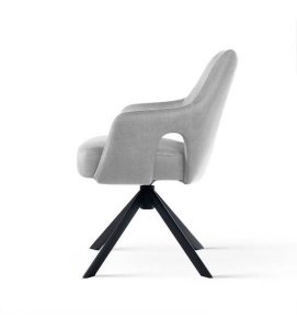 SCAUN PIVOTANT VESPER, GRI/NEGRU, TAPITERIE DIN CATIFEA SI PICIOARE DIN METAL, STIL MODERN, ATR - Img 3