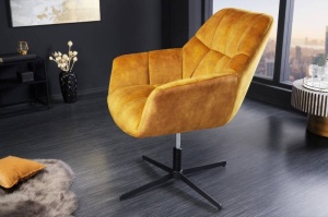 SCAUN ROTATIV 360°, PAPILLON 80/90CM, CATIFEA GALBENA SI METAL, DESIGN INDUSTRIAL - Img 2