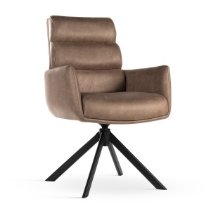 SCAUN ROTATIV CIPHER CAPPUCCINO/NEGRU/BULL10, TAPITERIE DIN PIELE ECOLOGICA, SPUMA, ARCURI SI METAL, STIL MODERN