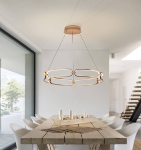 SCHULLER,LUSTRA/PLAFONIERA COLETTE, 80CM, AURIU ROSE/OPAL, DIN ALUMINIU SI SILICON, STIL MODERN
