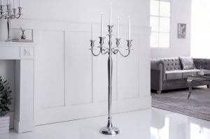 SET 2 BUCATI SFESNICE DE PODEA 5 BRATE, 120CM, ARGINTIU STIL CLASIC - Img 4