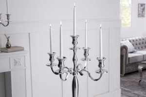 SET 2 BUCATI SFESNICE DE PODEA 5 BRATE, 120CM, ARGINTIU STIL CLASIC - Img 5
