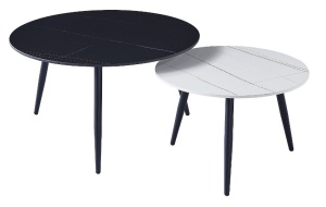 SET 2 MASUTE DE CAFEA KORA A, EFECT DE MARMURA NEGRU-ALB/NEGRU MAT, DIN CERAMICA SI METAL, STIL MODERN, SIGNAL - Img 4