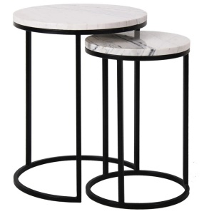 SET 2 MASUTE DE CAFEA LEXINGTON, 7050, CONFECTIONAT DIN METAL SI MARMURA DE CARRARA, STIL MODERN